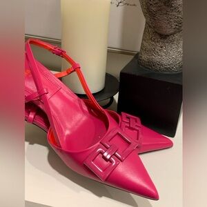 New Zara Fushia pink leather shoes pointed toe